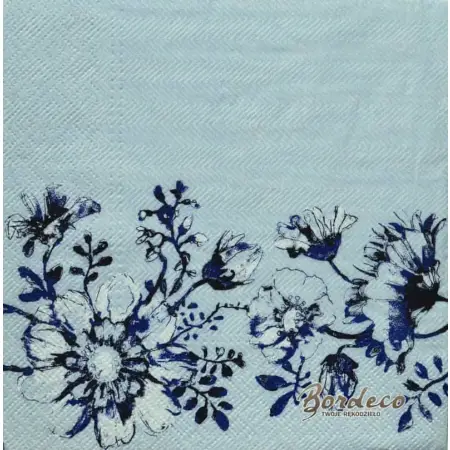 Serwetka do decoupage malowane atramentem kwiaty 33x33 TETEaTETE Unikat