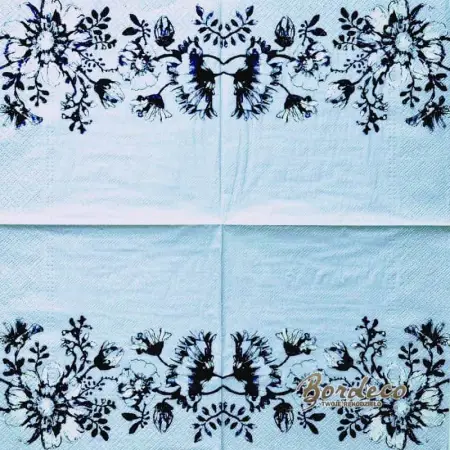 Serwetka do decoupage malowane atramentem kwiaty 33x33 TETEaTETE Unikat