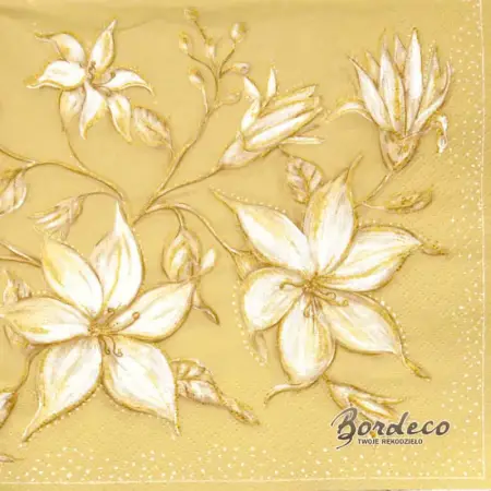 Serwetka do decoupage lilie w kolorze beżu 33x33 MAKI Unikat