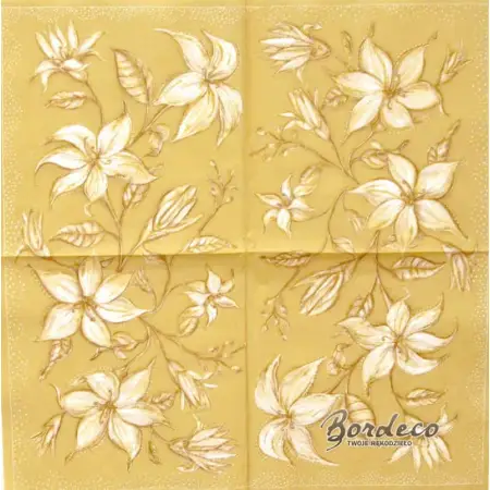 Serwetka do decoupage lilie w kolorze beżu 33x33 MAKI Unikat